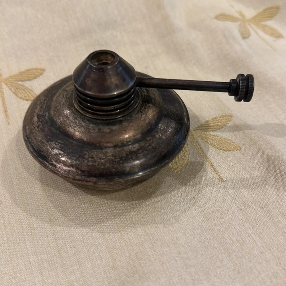 Vintage Metal Miniature / Mini / Small / Handheld / Travel / Camping Oil Lamp.